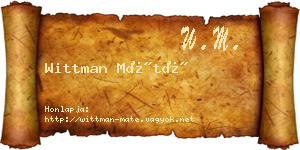 Wittman Máté névjegykártya
